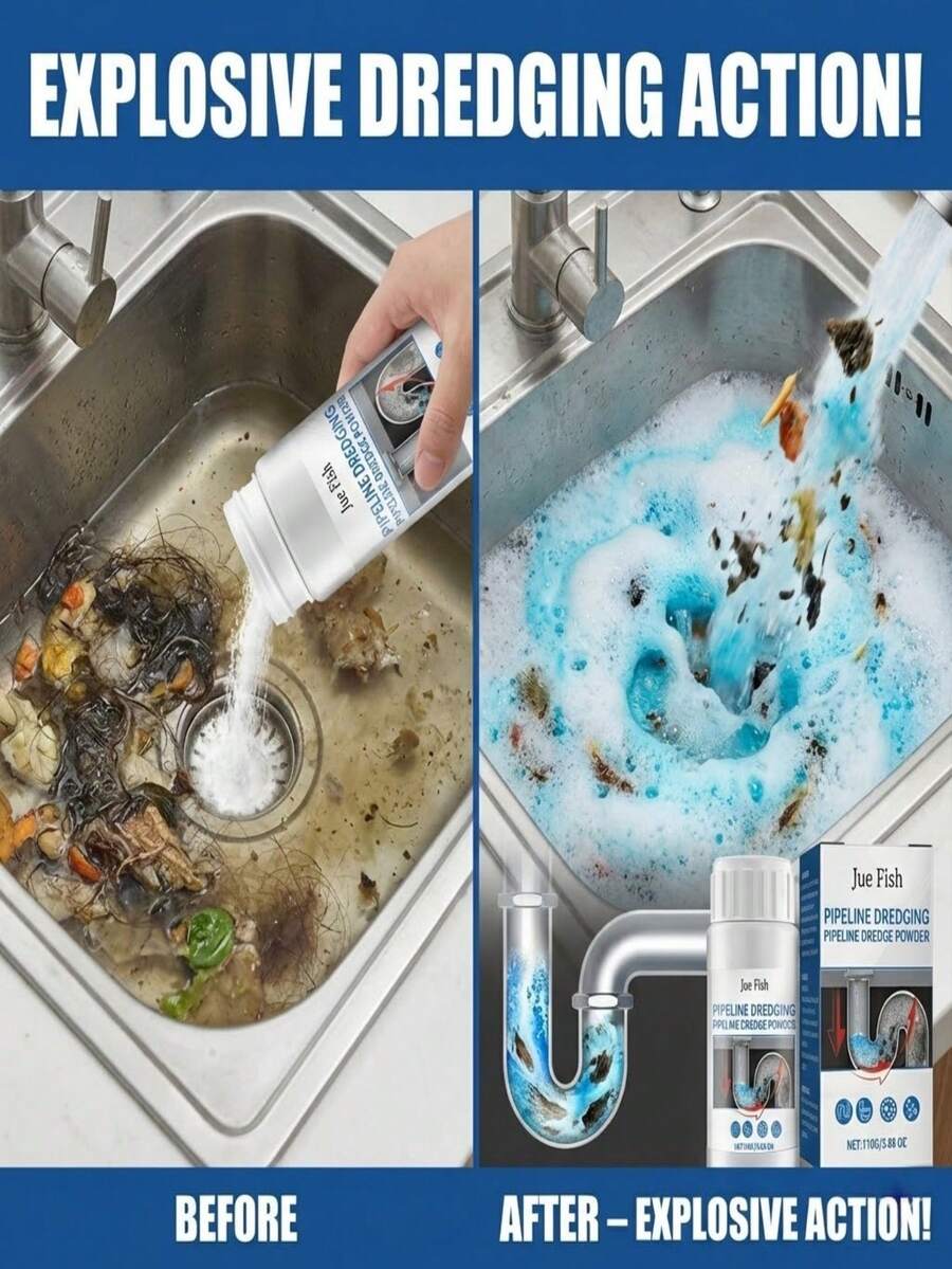 Bezproblemowy przepływ rur! Magiczny, szybko rozpuszczający się proszek do rur, skuteczny środek na zatory i nieprzyjemne zapachy, utrzymuje płynny przepływ rur, narzędzie do codziennej pielęgnacji domu, zapewniające świeżość. Proszek do udrażniania rur – rozpuszcza zatory z włosów i tłuszczu – profesjonalny środek do udrażniania kanalizacji – narzędzie do konserwacji i usuwania nieprzyjemnych zapachów - Sypki - Zobacz 1