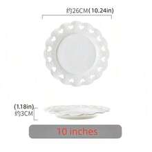 10/8/6 Inch European Style Ceramic Embossed Heart Plate, Pure White Hollow Heart Shaped Dinner Plate, Household Dish, Cake Stand, Ceramic Breakfast Dessert Plate, Western Pasta Salad Fruit Plate, Practical - Multicolor - View 4