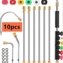 Extension Rod For High-Pressure Cleaning Machines, Featuring A 1/4 Quick-Connect Nozzle For Electric Cleaners, Equipped With Various Nozzle Tips, Ideal For Manually Cleaning Rain Gutters, Roof Drainage Systems, And Building Exteriors. - Bộ dụng cụ vệ sinh mạnh mẽ - Xem 11