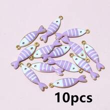 10-20个 18x5mm 不锈钢鱼形珐琅吊坠 不锈钢DIY首饰制作配件 - fish charms - 查看 32