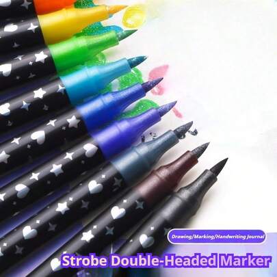 Dual Tip Glitter Markers - Two-Tone Shimmer Acrylic Paint Pens | Thick Soft Nibs For Kids' Hand Drawing, Card Making & Art Crafts (12/24/36/48 Colors) - Suitable For Stitch, Travel, Classroom, Fidget, Mini Stuff, Bath, Christmas Stationery, Stress Ball, Birthday Gift, Christmas Gift, Halloween Gift, Christmas Eve Gift, Perfect Gift, Gift