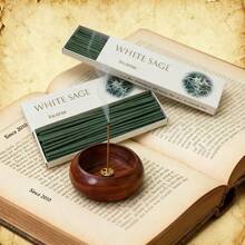 32根加粗型鼠尾草香薰棒，直径0.3厘米，精油浸润木质香氛棒，适用于瑜伽、冥想、净化负能量 - 12cm鼠尾草 - 查看 3