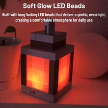 Pixelated Lantern LED Night Light, 16-Color Led Wall Mood Night Light With Remote Control, Rechargeable Table/Wall Night Lamp, For Bedroom & Home Decoration (With Chain) - Nhiều màu - Xem 2