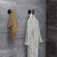 Towel Hooks 4 Packs Bathroom Coat Robe Wall Hook Door Hanger Towel Robe Clothes Cabinet Closet Sponges Rack For Bathroom Kitchen - màu đen - Xem 3