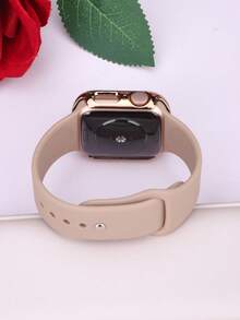 二合一运动硅胶表带和表壳套装，兼容 40mm、41mm、42mm、44mm、45mm、46mm 和 49mm 尺寸的 表带和表壳。柔软舒适的硅胶表带搭配铆钉表扣。防震防刮的硬质 PC 材料和钢化玻璃保护膜一体成型。兼容 Series Ultra/11/10/9/8/7/6/5/4/SE。男女通用智能手表表带和表壳套装。 - 奶茶色錶帶+玫瑰金錶殼 - 查看 6