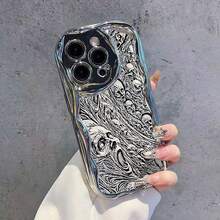 Phone Case: Phone Case Design Suitable for  17 Pro Max, 16, 15, 14, 13, 12, 11, Pro, Plus, E. Features a Cream Texture with a Soft Electroplated Frame. The Case Is Sturdy, Durable, and Drop-resistant, Including a Protective Lens - 和風電気メッキバターシェル 1111-シルバー-ABC761 - チェックする 5