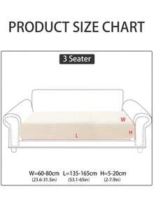 1pc Chenille Sofa Slipcover, Non-Slip Elastic Cover, Machine Washable, Suitable For Living Room & Bedroom Decor - Jian Yi - White - View 14
