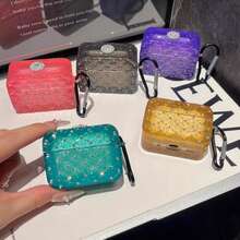 Diamond Pattern Rhinestone New Case Compatible With AIRPODS PRO 2/ PRO 3, 1/2 Gen, Protective Earphone Case With Hook - Yellow - View 2