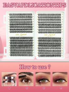 320PCS Large Capacity Lash Book Fluffy C Roll 10-16mm Mixed Length Lash Clusters Natural Appearance Slim, Soft And Lightweight False Eyelashes Easy To Wear Easy To Paste False Eyelash Extension False Eyelash Extension False Eyelash - Black - View 4