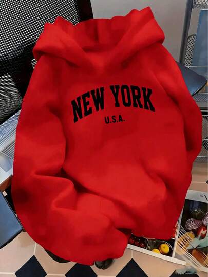 KID003 Sudadera de niños invierno sudadera de manga larga cómoda suave Sudadera negra con el logotipo "NEW YORK U.S.A." que es un clásico para mostrar tu amor por la gran ciudad y un accesorio esencial para cualquier atuendo
