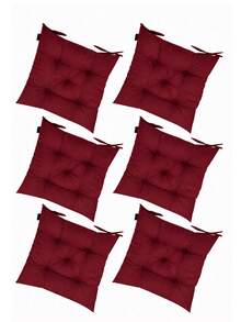 Set Of 6 Puffy Soft Square Chair Cushions – 40x40 Cm İN DER TURKEI - Rose Red - View 1