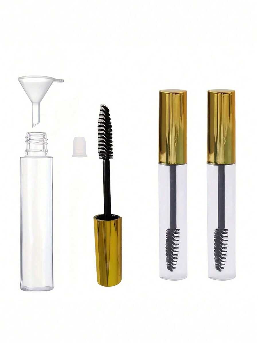 Vigour Summer 0.34oz Eyelash Mascara Tube With Brush Set - High Quality Mascara Container With Mini Funnel And Leak-Proof Cap, Made Of ABS Plastic, Suitable For All Skin Types, Black And White Reusable Portable Makeup Container, Fashionable Design, Reusable Makeup Travel Kit - Multicolor - View 1