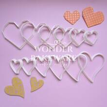 6 peças/Conjunto Cortador de Biscoito em Forma de Coração para o Dia dos Namorados, Ferramenta de Corte de Fondant em Forma de Coração, Molde de Biscoito, Suprimentos de Decoração de Bolo - Coração - Visão 2