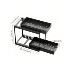 Organizador de fregadero de doble capa, estantería de almacenamiento de gabinete de cocina, canasta de gabinete con puerta corrediza doble, cesta de almacenamiento multifuncional para baño, estantería organizadora, estantería de almacenamiento debajo del fregadero de la cocina, decoración de cocina, regalo navideño, suministros de cocina, estantería de almacenamiento de cocina, unidad de almacenamiento de gabinete de baño y cocina - Multicolor - Ver 12