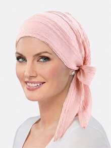1件装女士褶皱系带发带帽，带可调节围巾的护发帽，适合日常使用 - 多色 - 查看 10