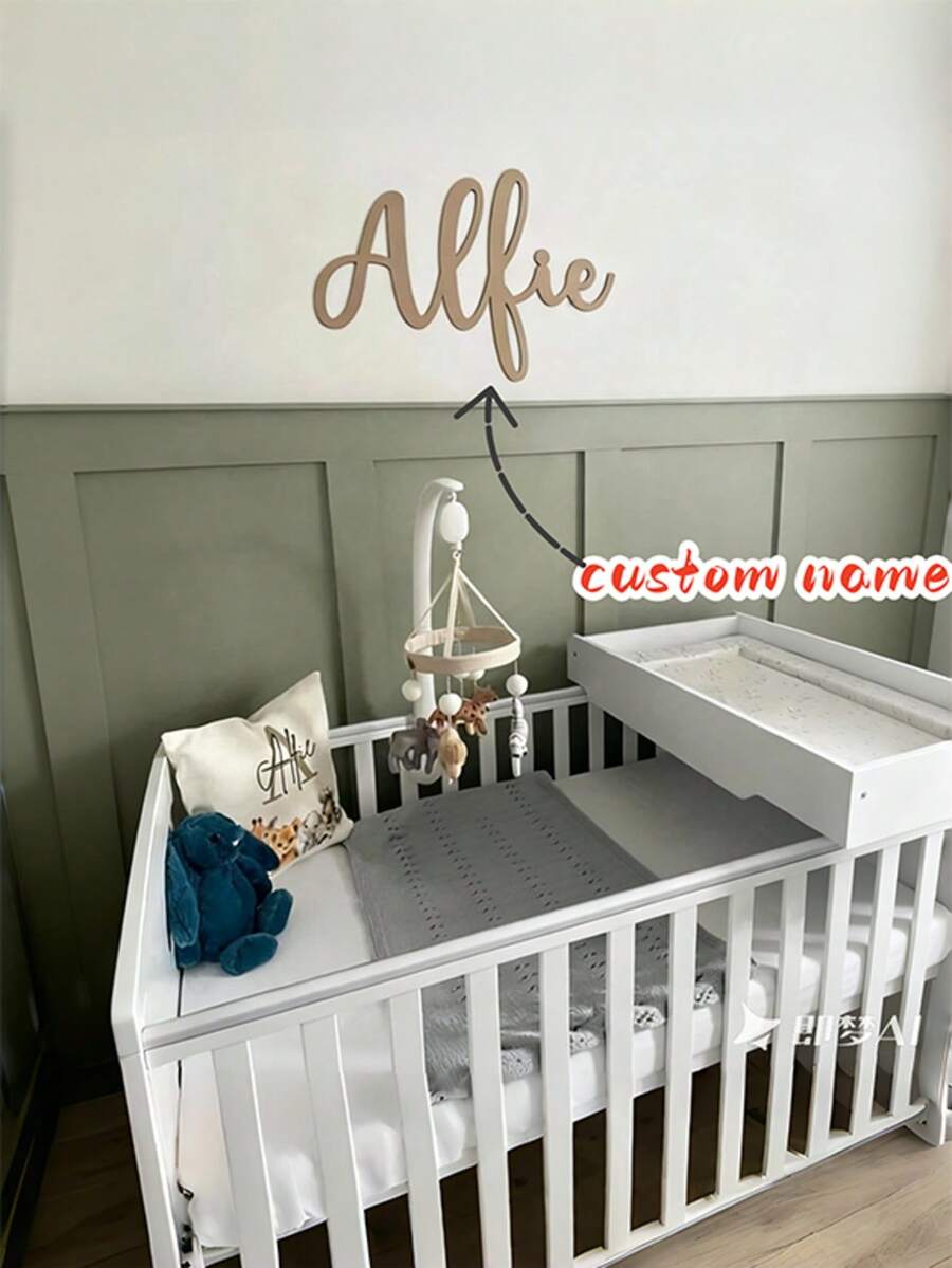 1个可定制木质铭牌，宽度10-120厘米（4-48英寸），字体颜色可选，3D立体效果，简约可爱波西米亚风格，适用于家居装饰、墙面装饰、卧室、客厅、派对、婚礼装饰，寓意永恒的爱