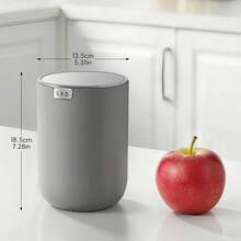 Fandy 0.58 Gal/2.2L Mini Trash Can With Lid, Swing-Top Desktop Trash Can For Bathroom, Countertop, Vanity, Desk Or Office, Small Garbage Bin (Grey) - 灰色22公升 - 查看 3