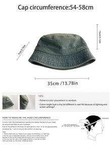 Washed Denim Bucket Hat For Women, Spring/Summer, Japanese Style Versatile, Small Face Flattering, Large Brim Sun Protection, Retro Washed Denim Blue Bucket Hat, High-End Feeling Sun Hat - Multicolor - View 5
