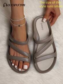New Fashion Ladies Slippers Comfortable Outdoor Casual Sandals Slippers Beach Shoes Non-Slip Shoes - 卡其色 - 查看 9