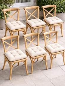 Set Of 6 Puffy Soft Square Chair Cushions – 40x40 Cm İN DER TURKEI - Apricot - View 2