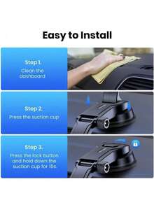 1 pieza Soporte de teléfono para coche con clip de ventilación, bloqueo automático y ventosa, compatible con iPhone y teléfonos Android, regalo para cumpleaños, familia, amigos, accesorios para el coche - Espejo redondo negro - Ver 7