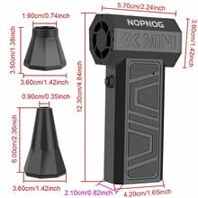 130.000 RPM Mini Ventilador Turbo, Ventilador Turbo Recargable por USB Tipo-C, Ventilador Descongelante de Coche, Soplador Eléctrico de Mano Potente con 4 Velocidades Ajustables, Artículo Lindo - Negro - Ver 9