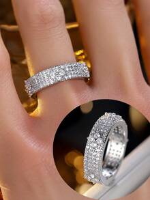 1pc Micro-Inlaid Zirconia Colorful Flower Ring, Versatile Elegant Finger Ring For Women - Ring - View 6