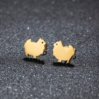 一对不锈钢小动物耳环，简约可爱的小绵羊耳环，适合女性佩戴。适合约会、派对、日常优雅佩戴。情人节、生日的理想礼物。