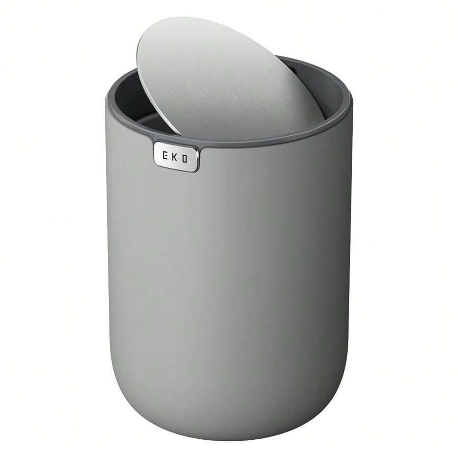 Fandy 0.58 Gal/2.2L Mini Trash Can With Lid, Swing-Top Desktop Trash Can For Bathroom, Countertop, Vanity, Desk Or Office, Small Garbage Bin (Grey) - 灰色22公升 - 查看 1