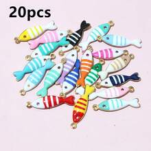 10-20个 18x5mm 不锈钢鱼形珐琅吊坠 不锈钢DIY首饰制作配件 - fish charms - 查看 9