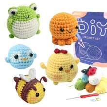 YAMAXIN 1 Set Cute Bee Crochet Knitting Starter Kit, Animal Crochet Beginner Set, Adult DIY Crochet Kit, Includes Full Materials, Step-By-Step Tutorial Videos, Great Gift, DIY Handmade (Accessory Color Random) - Yellow - View 10
