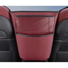 Bolsa de almacenamiento media para asiento de coche, organizador colgante de reposabrazos de coche de cuero PU, soporte para bolso multifunción, bolsillo de red, almacenamiento de pañuelos y tazas LUU5 - Marrón Cristal - Ver 3