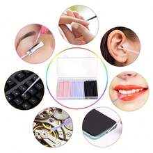 100pcs Nano Ultra-Fine Fiber Swabs, For Precision Eye Makeup And Eyeliner Application, Fragrance-Free PP Material, Ultra-Fine Tip For Perfect Application And Gentle Removal, Includes Eyelash Extension Cleaning Sticks And Eyelash Brushes - Multicolor - View 4