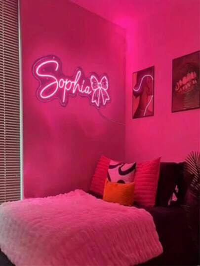 Letrero de neón rosa personalizado, letrero de luz de neón personalizado para decoración de pared, letrero de neón con nombre LED, regalo de cumpleaños para niños, letrero iluminado para fiesta de bodas y comercial