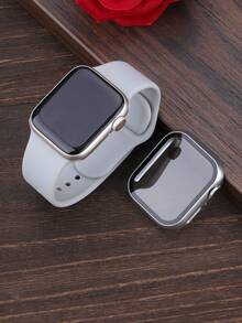 二合一运动硅胶表带和表壳套装，兼容 40mm、41mm、42mm、44mm、45mm、46mm 和 49mm 尺寸的 表带和表壳。柔软舒适的硅胶表带搭配铆钉表扣。防震防刮的硬质 PC 材料和钢化玻璃保护膜一体成型。兼容 Series Ultra/11/10/9/8/7/6/5/4/SE。男女通用智能手表表带和表壳套装。 - 淺灰色錶帶+銀色錶殼 - 查看 3