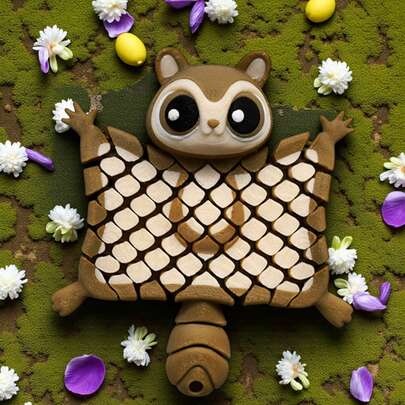 3D Printed Flexible Flying Squirrel Toy, Cute Portable Animal Decor, Great Gift For Animal Lovers And Stress Relief Toy Enthusiasts (Keychain Not Included)