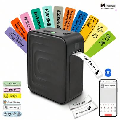  Marklife M1 Label Printer, M1 Portable Handheld Bluetooth Mini Label Printer, Includes Portable Wireless Connection, Provides Multiple Templates, Suitable For Smartphones, Easy To Use, Suitable For Office And Home Organization, USB Charging, Black