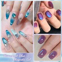 MTSSII 7ml 荧光磁性猫眼凝胶指甲油，紫色半永久可卸凝胶 - 彩色 - 查看 3