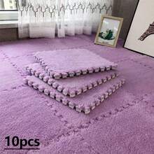 10pcs, 30cm, 60cm Plush Patchwork Rug Tiles, Bedroom Square Decorative Floor Mat, Bedside Cute Carpet, Thick Foam Floor Pad, Odorless Soft Interlocking Floor Protector Mat, Multi-Color Patchwork Rug, Comfortable Room Floor Mat, Suitable For Bedroom, Study, Living Room, Balcony - Plush Floor Mat - View 40