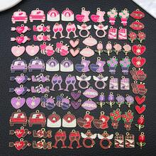 30/50/60个情人节镀金珐琅粉色红色紫色吊坠 XOXO 玫瑰心形爱心吊坠，适用于DIY手工制作情人节手链项链耳环，制作情人节礼物 - 彩色 - 查看 8