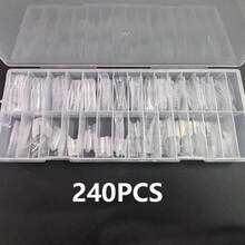 30/240片透明美甲延长贴，短椭圆法式美甲贴纸，15种不同款式，可重复使用，方便的双层延长贴。新款短矩形和短椭圆美甲贴纸，适合美甲沙龙和美甲爱好者打造短款时尚假指甲和方形指甲，适用于妇女节、情人节、斋月、复活节等节日。 - 無色 - 查看 12