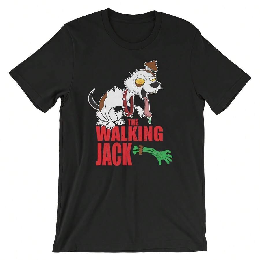 Camiseta unisex de Jack Russell Terrier, camiseta de Halloween de The Walking Jack - Negro 2 - Ver 1