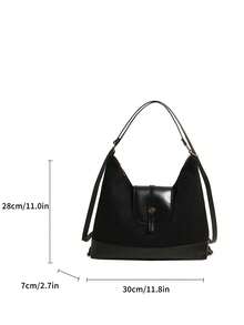 Large Capacity Commuter Tote Bag For Women, New Versatile Retro Fashion One Shoulder Crossbody 3-In-1 Casual Backpack - Black - View 2