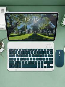 AKKHOO Wireless Bluetooth Keyboard & Mouse Combo, Compatible With IPad, Computer, Phone, Tablet, Rechargeable & Silent, Mini Keyboard Mouse Set - Dark Green - View 12