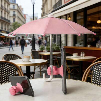 5pcs/Set Phone Sun Shade Umbrella - Phone Sun Shade Suction Cup Holder, Suitable For Android Phones, Birthday Gift For Family And Friends, Summer Outdoor Beach Travel Phone Stand, Phone Accessories