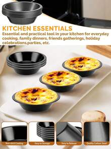 1个/2个/4个/6个/8个迷你派盘，5英寸可重复使用圆形派盘，不粘小派盘，碳钢圆形派盘，小型金属烤盘，适用于蛋糕、面包、肉类和甜点 - 彩色 - 查看 2