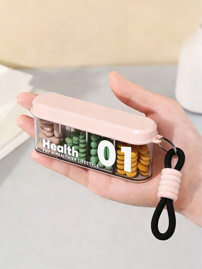 1pc Portable Pill Case With Compartments, Suitable For Travel, Mini Compact Medication Storage Box, Sealed Dust-Proof Design
