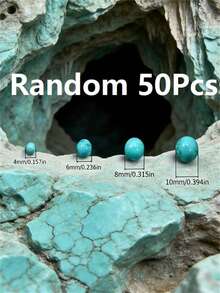 30/1000颗天然石珠，4-10毫米圆形绿松石宝石，散珠配弹力绳，可用于DIY手链和项链。 - 藍色 - 查看 36