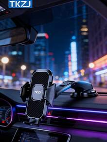 TKZJ车载手机支架 - 强力吸盘，360°旋转单手操作自动锁定支架，稳定防抖，适用于驾驶导航 - 黑色 - 查看 4