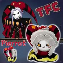 TFC Pierrot 毛绒玩偶，忧郁小丑玩偶 - 诡异可爱的哥特式风格玩具，柔软可拥抱的玩偶带来黑暗的慰藉，桌面伴侣和装饰品 - 彩色 - 查看 2